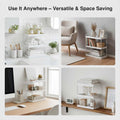 GoHooked white 3-tier iron standing rack organizer for kitchen, bathroom, or office storage. Space-saving shelf.