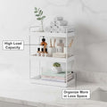 GoHooked white 3-tier standing rack organizer made of iron, perfect for kitchen or bathroom countertop storage.
