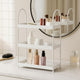 Go Hooked 3 Tier Curved Metal Vanity Organizer â€“ 45cm Tall Countertop Storage Rack for Bathroom, Dressing Table & Desk | Powder Coated Rust-Resist Iron | Freestanding Space-Saving Shelf (White)