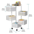 GoHooked white 5-layer rotating storage trolley with perforated baskets, ideal for kitchen or bathroom organization.