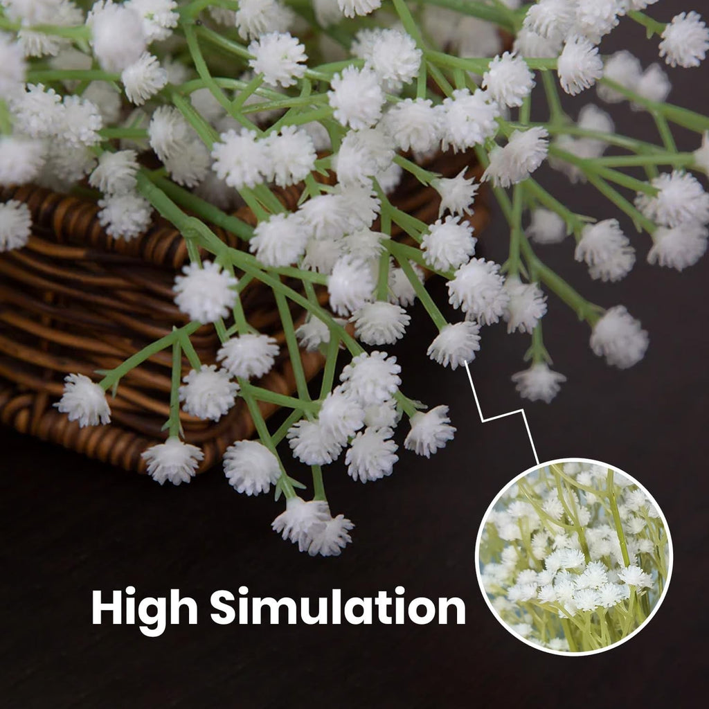 GoHooked white artificial baby's breath flowers with rubber flower heads and plastic stems, perfect for bouquets and arrangements.