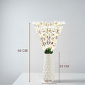 GoHooked white artificial flowers in a textured white ceramic vase, 60cm tall, perfect for home and office decor.