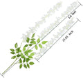 GoHooked 9 pack white artificial wisteria vines with green leaves, 3.6 ft long, silk petals and plastic stems.