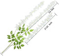 GoHooked white artificial wisteria vine with silk flowers and green leaves, 3.6 feet long.