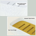 GoHooked white textured square bathroom accessories set with wooden style drainer soap dish and high quality plastic texture grip