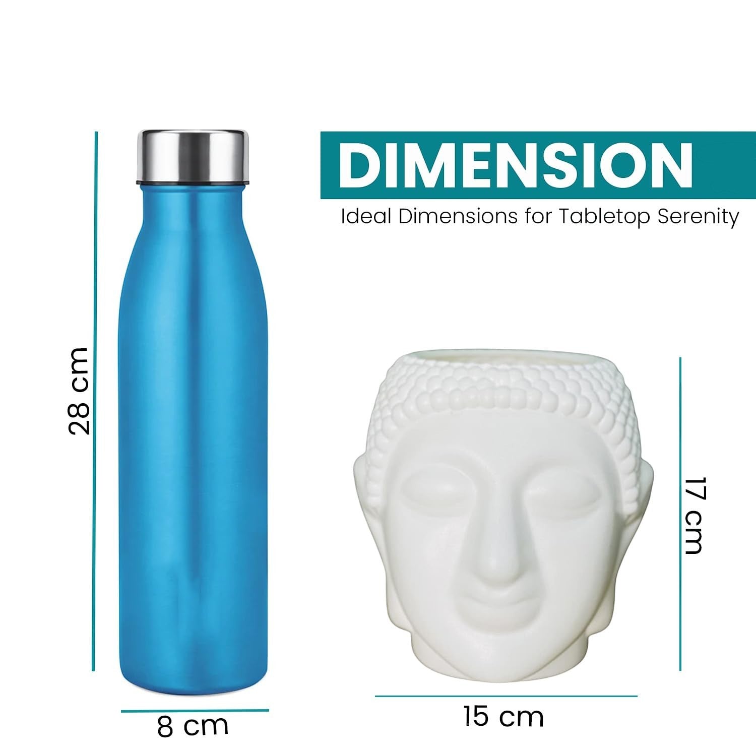 GoHooked white Buddha head shaped plastic planter pot for home decor, washroom, office, or desk.