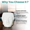 GoHooked white plastic Buddha head shaped planter pot, ideal for home decor, washrooms, and offices.