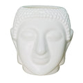 GoHooked white plastic Buddha head shaped planter pot for home decor. Set of 2.