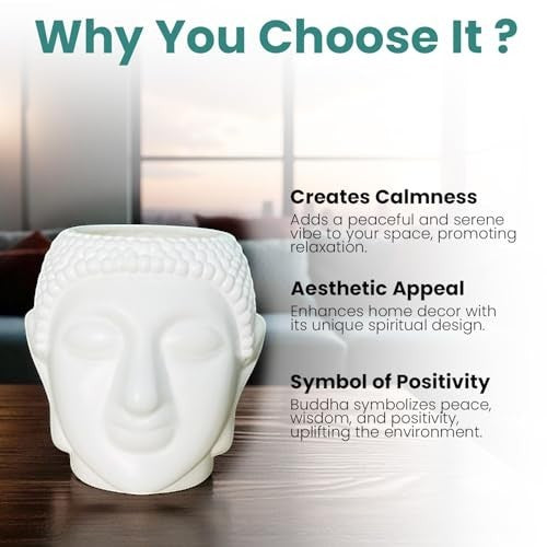 GoHooked white plastic Buddha head shaped flower pot, ideal for home decor, washrooms, and offices.