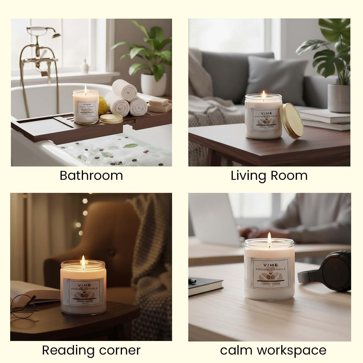 GoHooked white glass jar candle with coffee lover fragrance, 120 gm, 35 hr burn time, for home decor and aromatherapy.