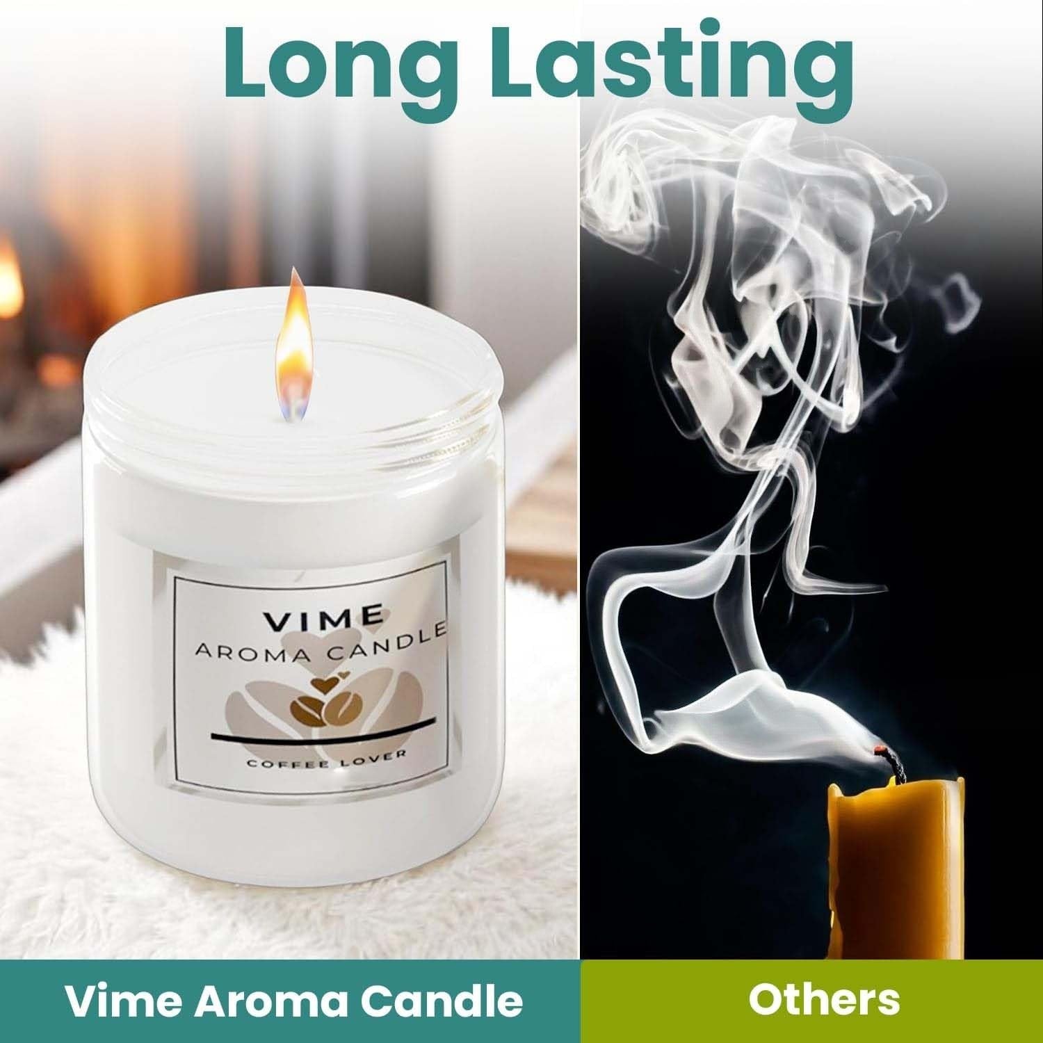 GoHooked white glass jar candle with coffee lover scent, long-lasting burn time.