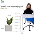 GoHooked 10-inch white cube planter with drainage hole, perfect for indoor/outdoor use.