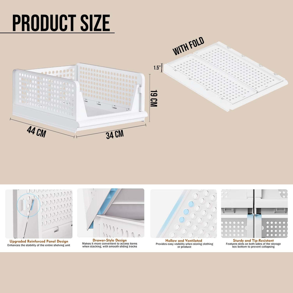GoHooked white foldable plastic wardrobe organizer with drawer-style pull-out design and ventilated panels for storage