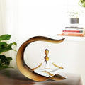 GoHooked white and gold polyresin meditating yoga lady statue with intricate detailing, perfect for home or office decor.