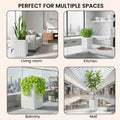 GoHooked white tall square polymer planter with granite ribbed design, 10x16 inches, for indoor/outdoor plants.