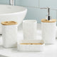 Go Hooked Premium Bathroom Accessories Set with Soap Dispenser, Toothbrush Holder, Tumbler & Soap Dish Set of 4 | Modern Heart Embossed Design | Elegant Bathroom Essentials for Home & Office (White)
