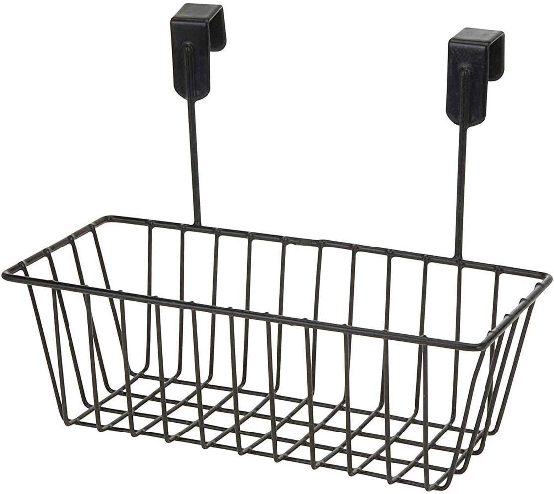 GoHooked white iron over-the-door hanging basket organizer with powder-coated finish