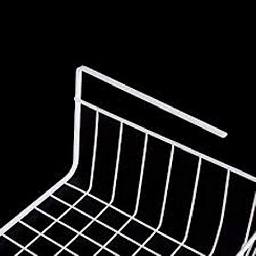 Go Hooked white powder coated iron under shelf basket, 16 inch, set of 3. Space saving and versatile.