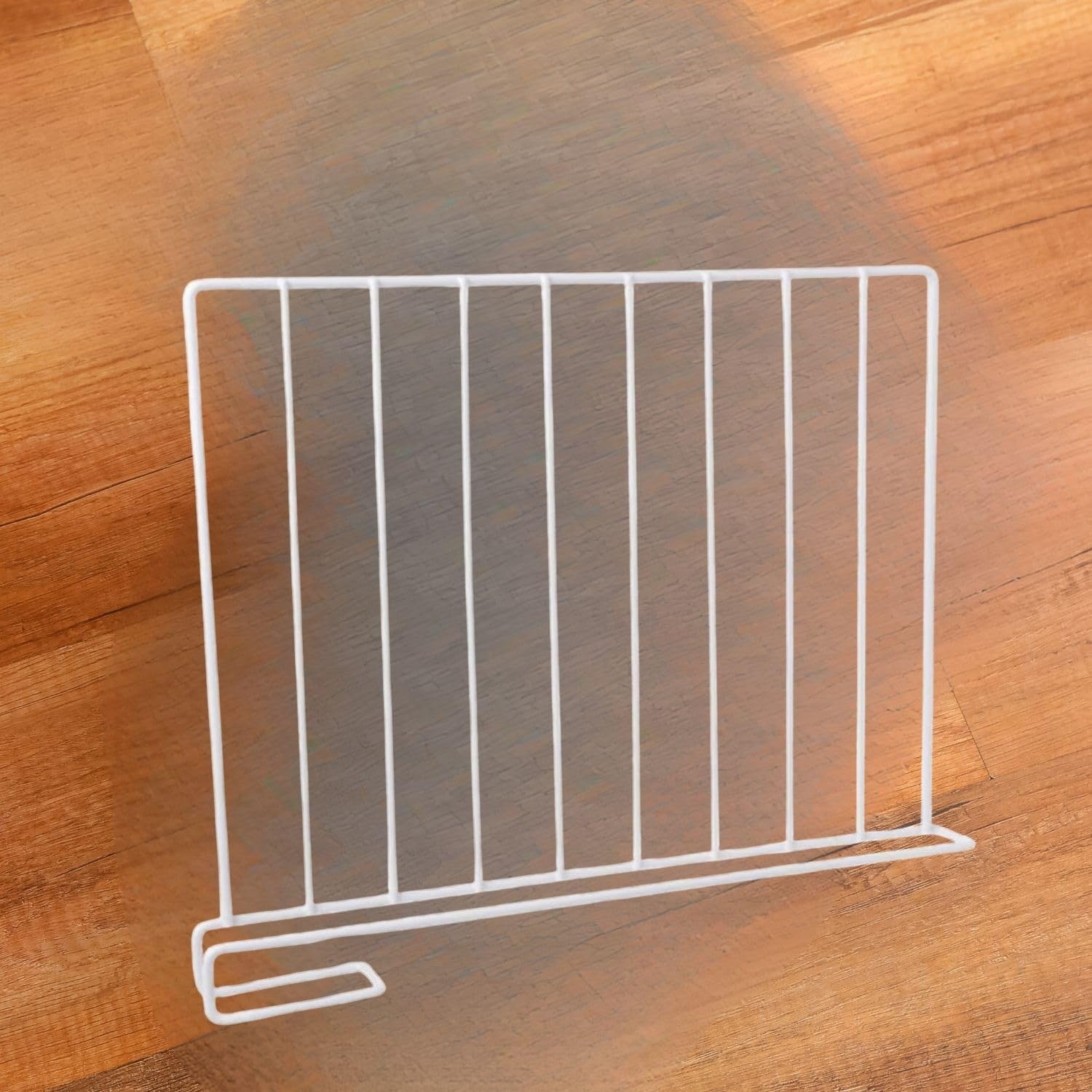Go Hooked white coated iron shelf divider, 13 x 10.6 inches, for closet and cupboard organization.