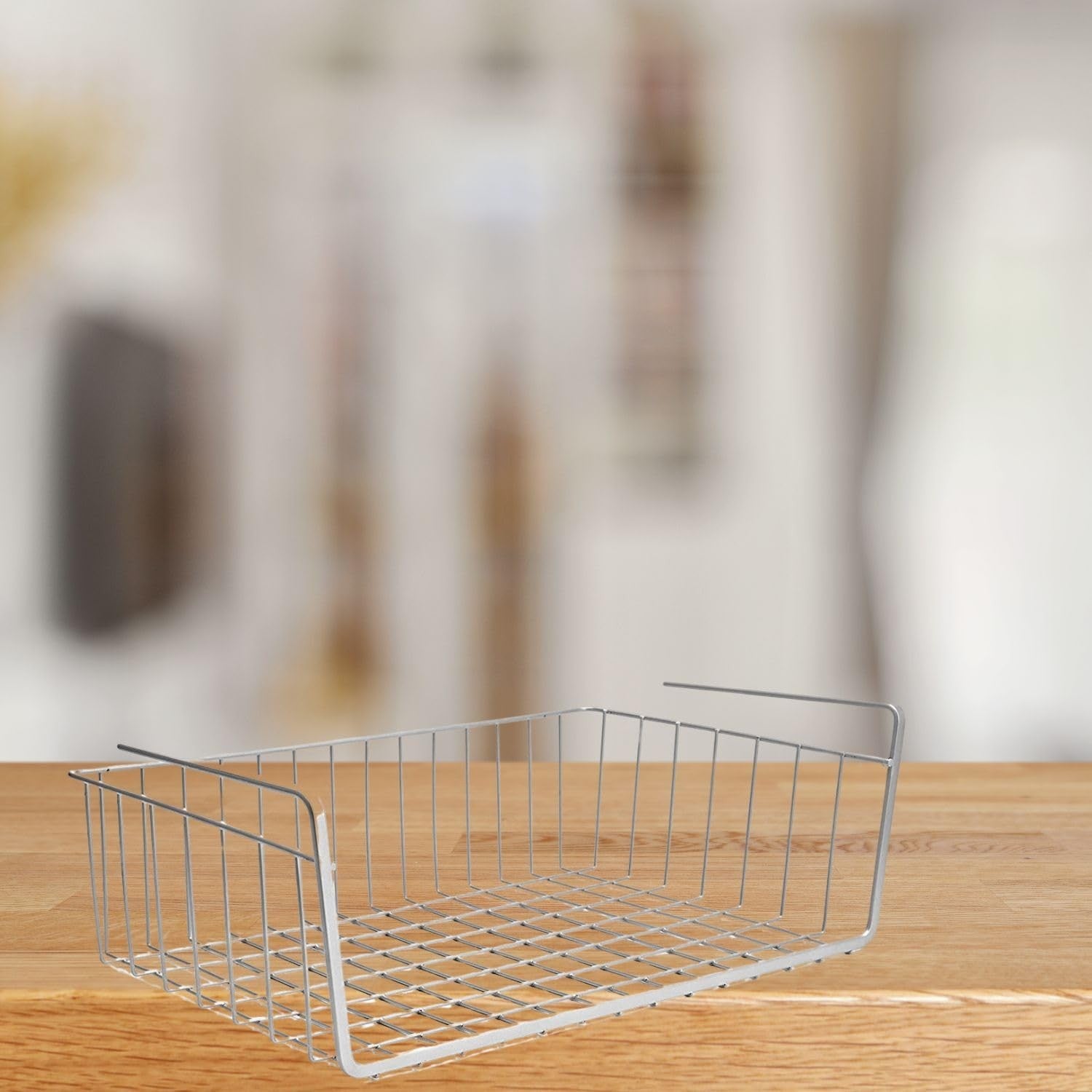 Go Hooked white powder coated iron under shelf basket for versatile kitchen organization