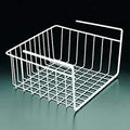 GoHooked white coated iron under shelf storage basket organizer rack. Ideal for kitchens and bedrooms.