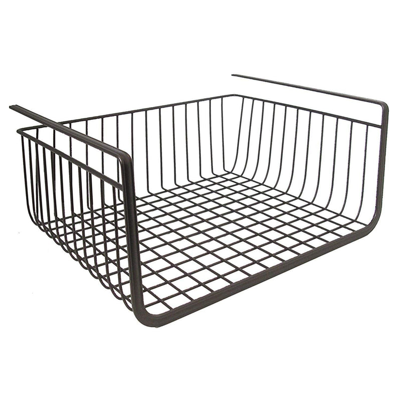 GoHooked multipurpose iron under shelf basket, white, 16 inch, modern style, set of 2