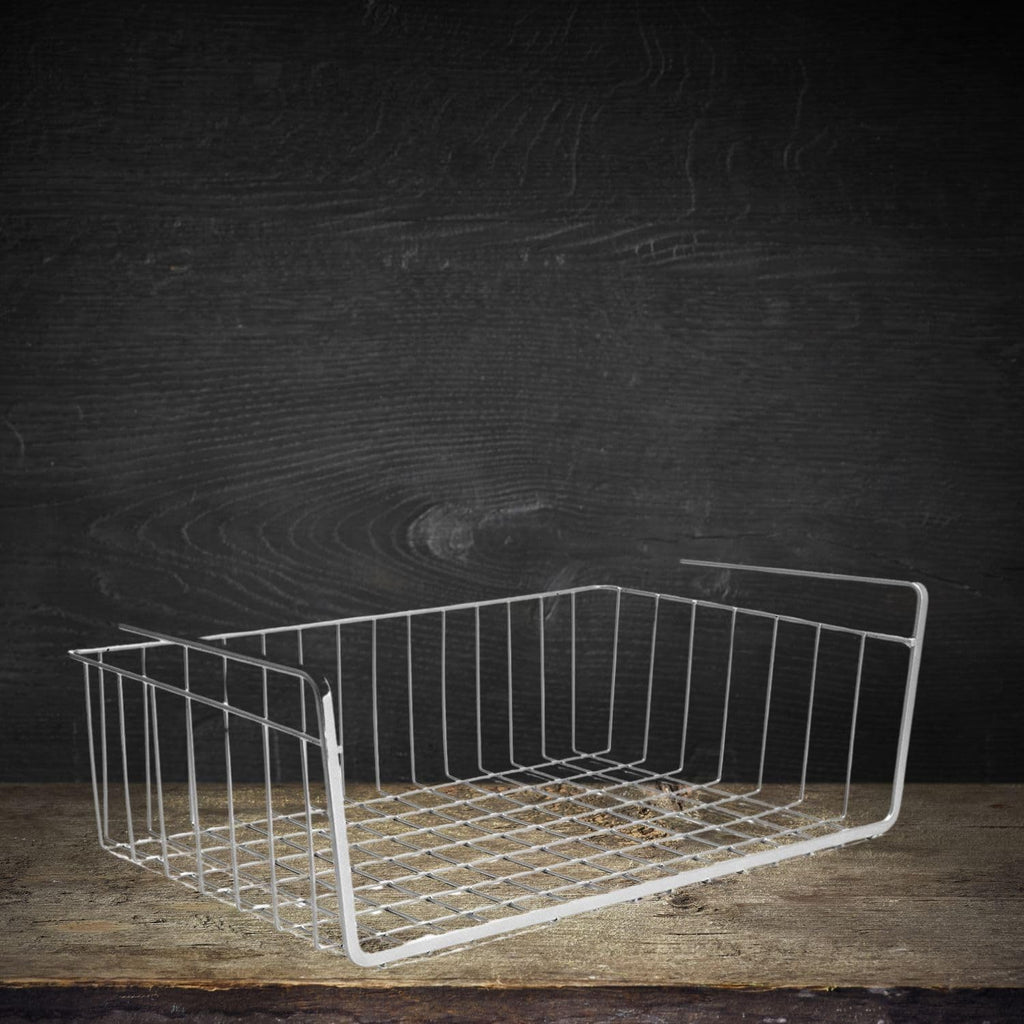 Go Hooked white powder coated iron under shelf basket, versatile for kitchen storage, set of 2.