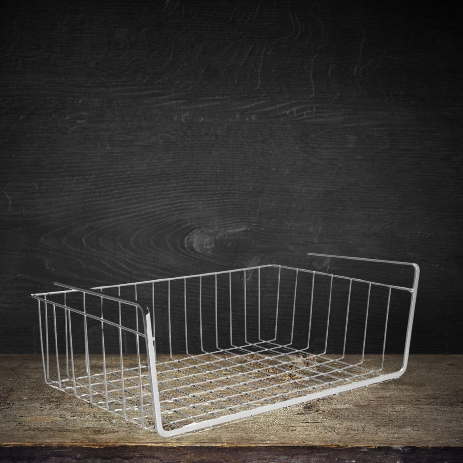 Go Hooked white powder coated iron under shelf basket, versatile for kitchen storage, set of 2.