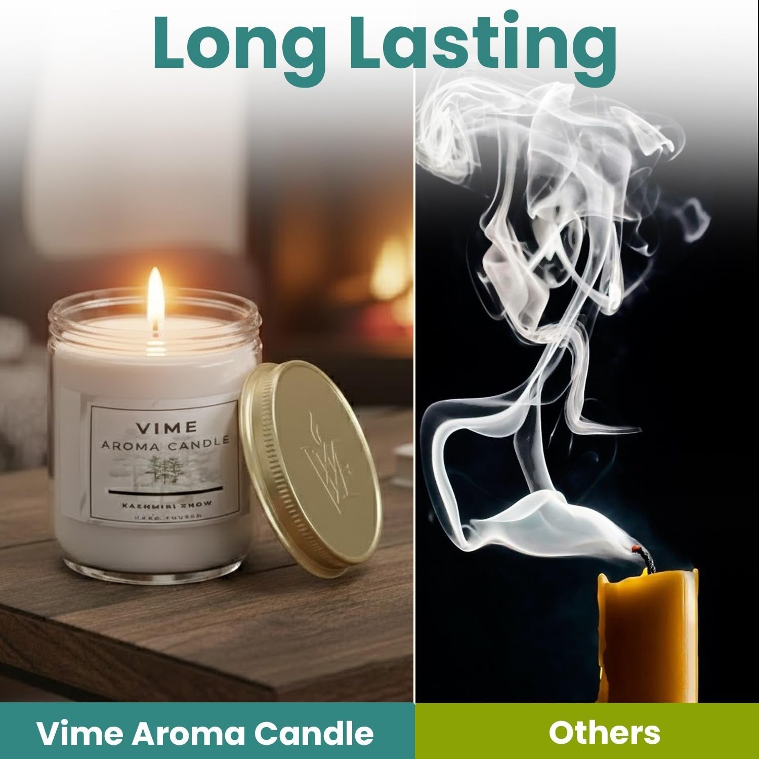 GoHooked white glass jar candle with Kashmiri Snow scent, 120 gm, 35-hour burn time, for aromatherapy and home decor.