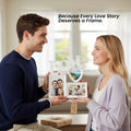 Go Hooked white plastic multi photo frame with LOVE word design and heart shape, holding 3 photos. Perfect for couples.