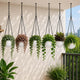 Go Hooked Henri Hanging Planter Pot for Indoor & Outdoor Plants Pack of 6 | 7 Inch Plastic Hanging Pots with Metal Chain | Decorative Round Hanging Planter for Balcony, Garden & Home Décor (Marble)