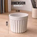 GoHooked white marble texture plastic plant pot with ribbed design, 6 inch diameter and height.