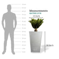 GoHooked white polymer Matrix planter, 30 inches tall, with a speckled finish. Shown with a plant for scale.