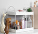 Go Hooked 2-Tier Standing Rack Bathroom Countertop Organizer Vanity Tray Cosmetic Makeup Storage Kitchen Spice Rack Standing Shelf (White, Metal, Pack of 1)