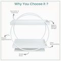 GoHooked white metal 2-tier vanity storage organizer with a circular frame and space-saving design.