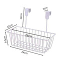 GoHooked white metal over-the-door hanging basket organizer with dimensions labeled