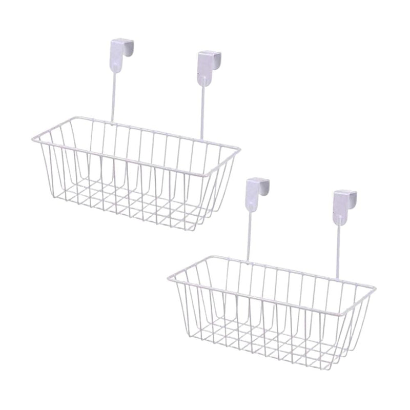 GoHooked white metal over-door hanging storage baskets, pack of 2. Versatile and space-saving.