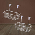 GoHooked white metal over door hanging basket storage organizer, pack of 2. Space-saving and versatile.