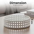 GoHooked white metal revolving bathroom organizer tray with a grid pattern, 24cm diameter.