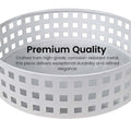 GoHooked white metal revolving bathroom organizer with a grid pattern and raised edge. 24cm.