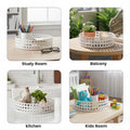 GoHooked white metal revolving organizer tray with grid pattern, 24cm, for bathroom, vanity, kitchen, or kids room.