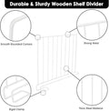 GoHooked white metal wardrobe shelf divider with smooth rounded corners, strong welds, rigid clamp, and thick steel material.