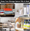 GoHooked white metal wardrobe shelf dividers organize clothes, books, and bags. Set of 2.