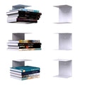 GoHooked white heavy duty iron wall mounted book shelves, set of 4, for study room, living room, bedrooms.