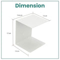 GoHooked white heavy duty metal wall mounted book shelf, 15.6 cm wide, 17 cm high, 13 cm deep.