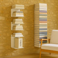 GoHooked white heavy duty iron wall mounted book shelves, set of 3, perfect for study room or living room.