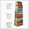 GoHooked white heavy duty iron wall mounted book shelves, set of 3, for study room, living room, bedrooms.
