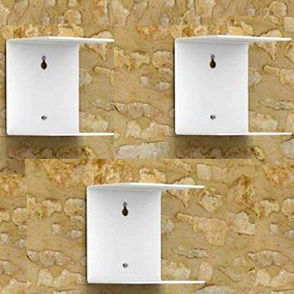 GoHooked white heavy duty iron wall mounted shelves (set of 3) for books and decor. Each shelf is 6x6x5 inches.