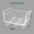 GoHooked white metal wire under shelf hanging basket organizer with hooks, 16 inch