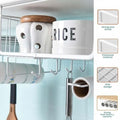 GoHooked white coated metal wire under shelf hanging basket organizer with hooks for kitchen or pantry